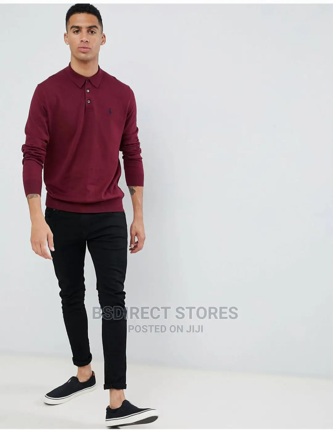 Polo Ralph Lauren Burgundy Pima Cotton Knitted Long Sleeve