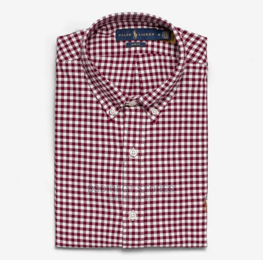 Polo Ralph Lauren Wine Custom Fit Gingham Oxford Shirt