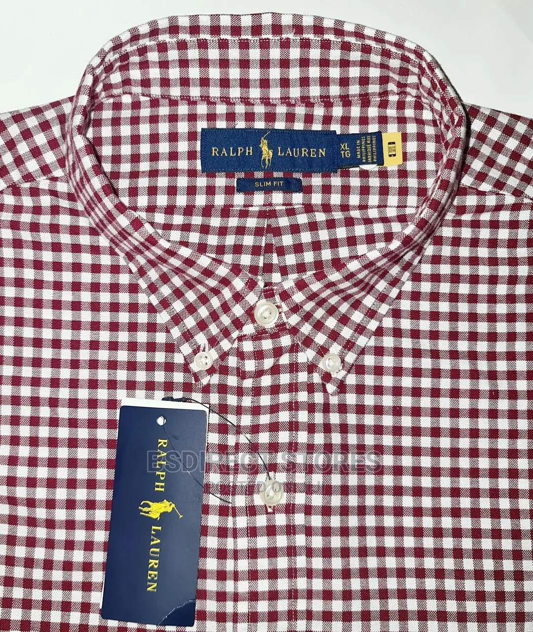 Polo Ralph Lauren Wine Custom Fit Gingham Oxford Shirt