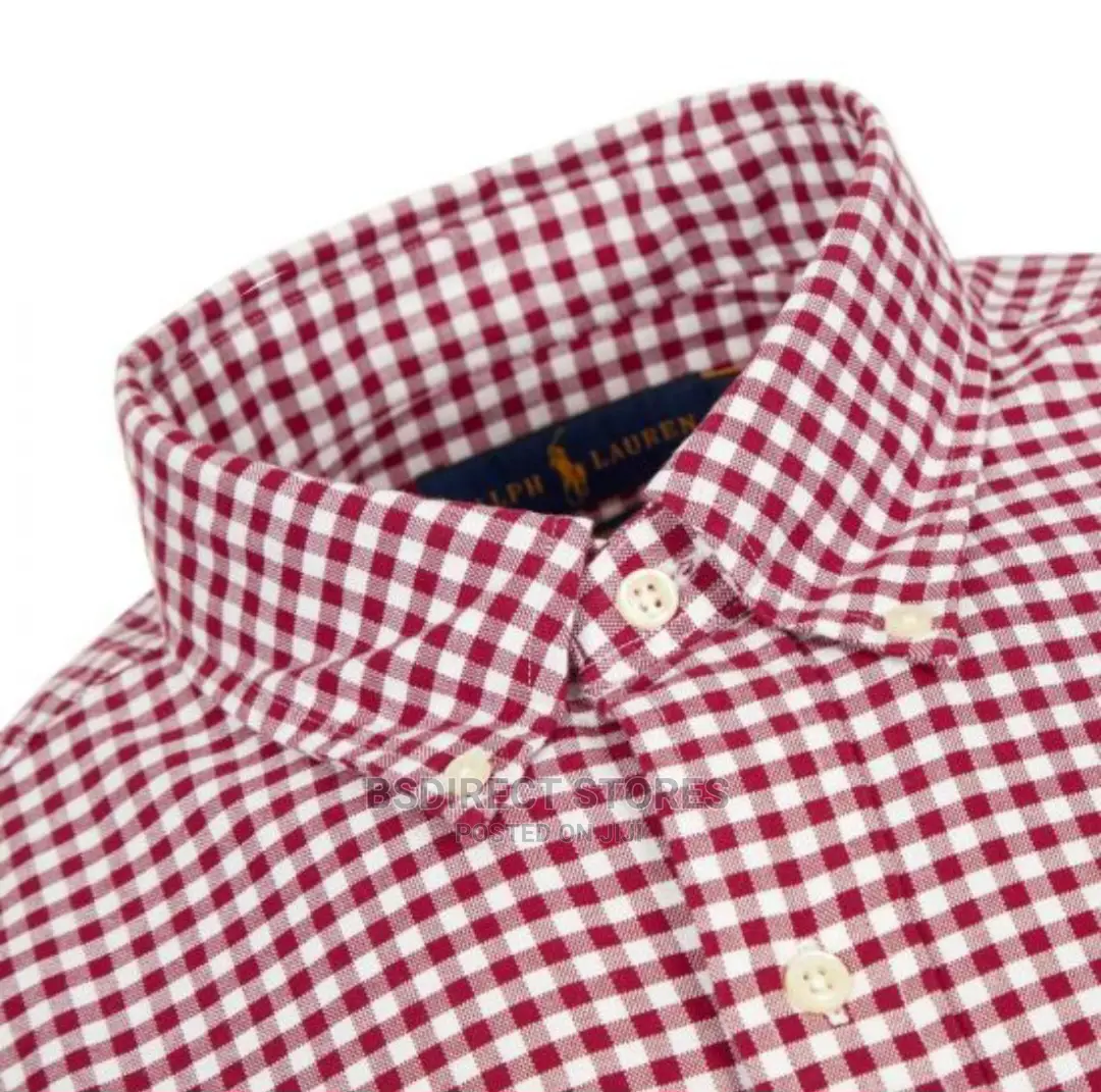 Polo Ralph Lauren Wine Custom Fit Gingham Oxford Shirt