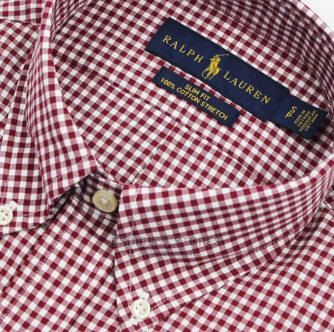 Polo Ralph Lauren Wine Custom Fit Gingham Oxford Shirt