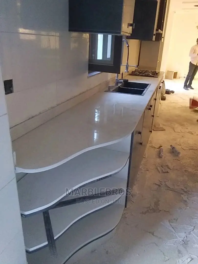 Kitchen Countertop Finishing White Marble Stone MB