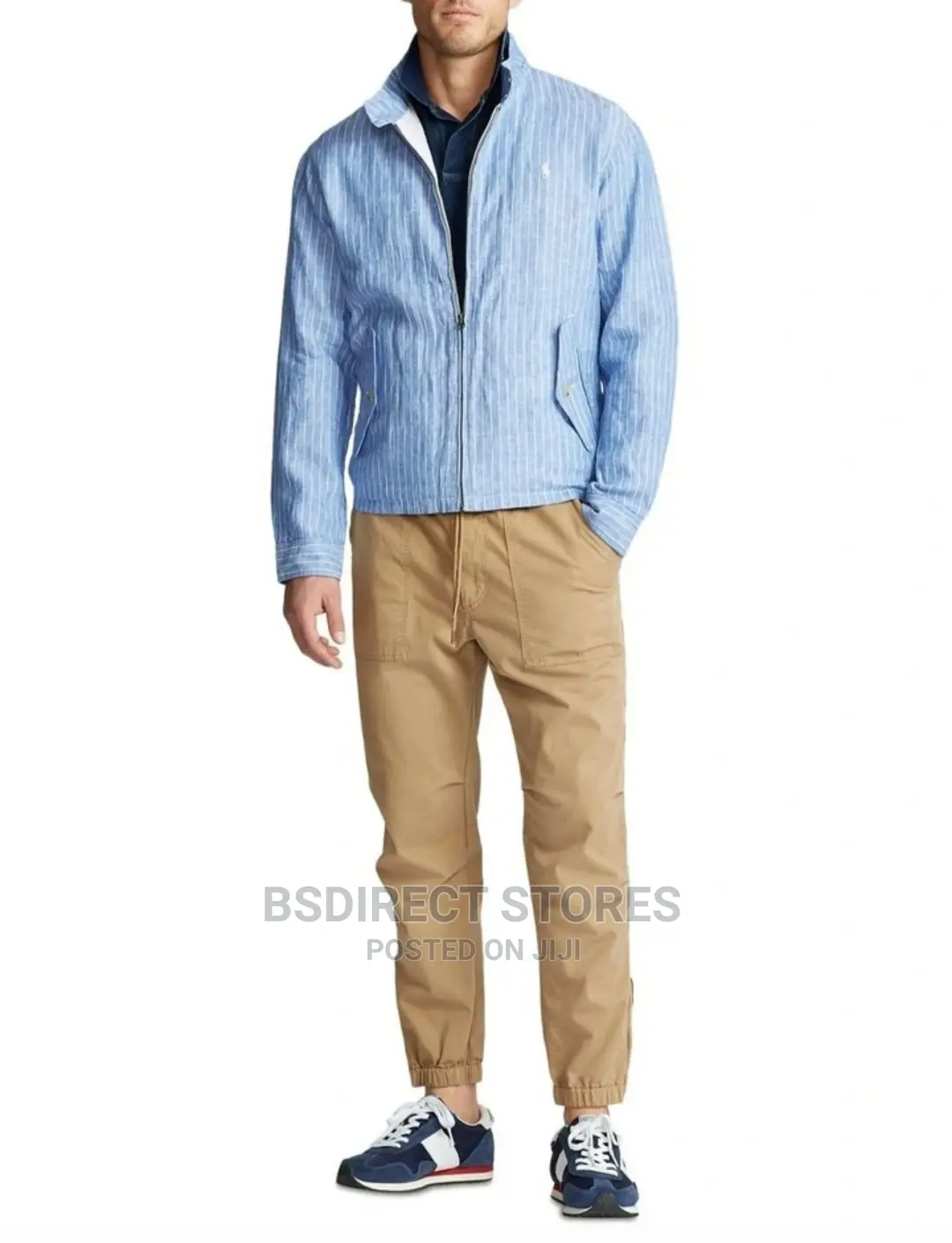 Polo Ralph Lauren Striped Linen Jacket Capri Blue / White