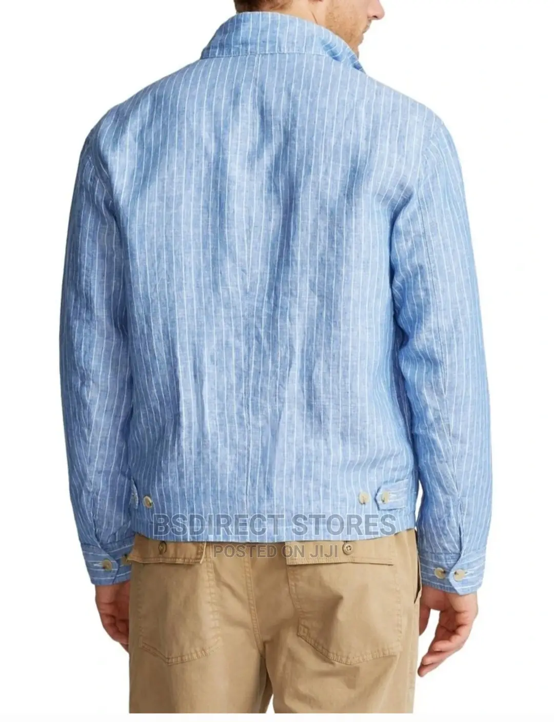 Polo Ralph Lauren Striped Linen Jacket Capri Blue / White