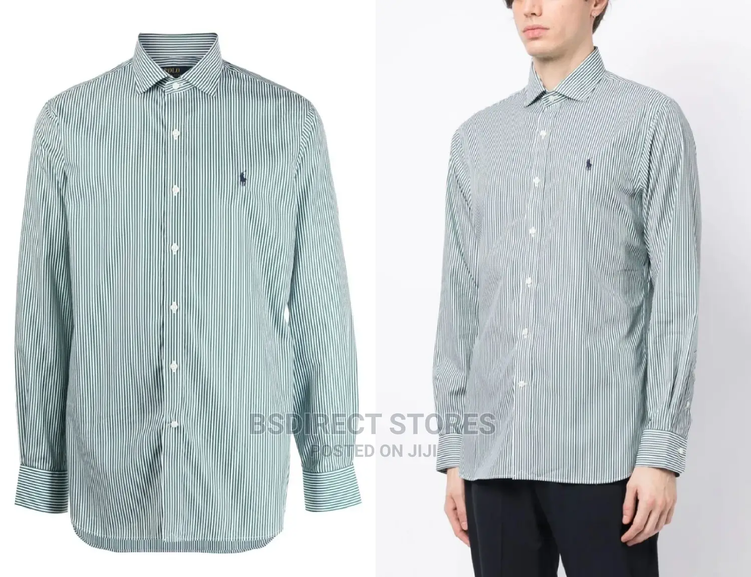 Polo Ralph Lauren Dark Green/White Stripe-Print Cotton Shirt