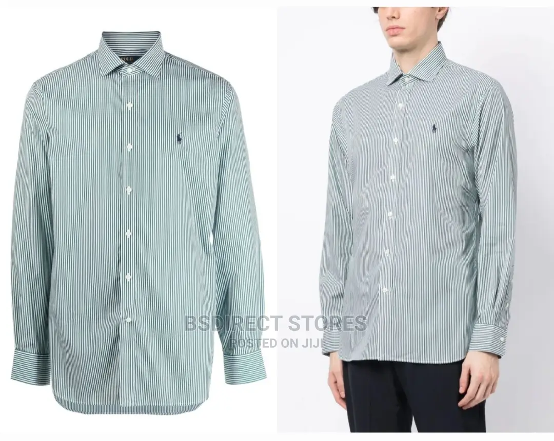 Polo Ralph Lauren Dark Green/White Stripe-Print Cotton Shirt