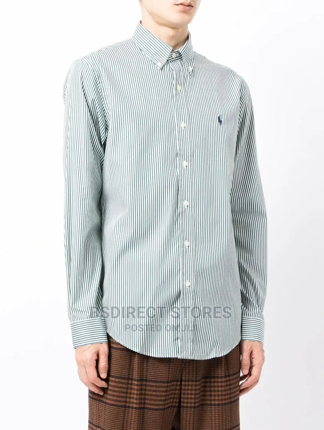 Polo Ralph Lauren Dark Green/White Stripe-Print Cotton Shirt