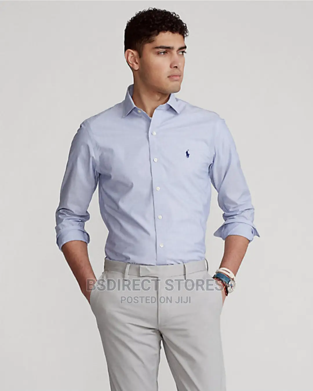 Polo Ralph Lauren Light Blue/White Slim Fit Poplin Shirt