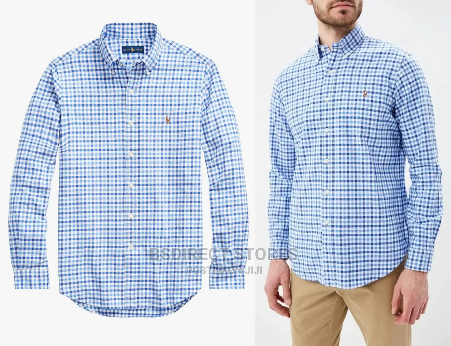 Polo Ralph Lauren Classic Fit Plaid Oxford Shirt Cabana Blue