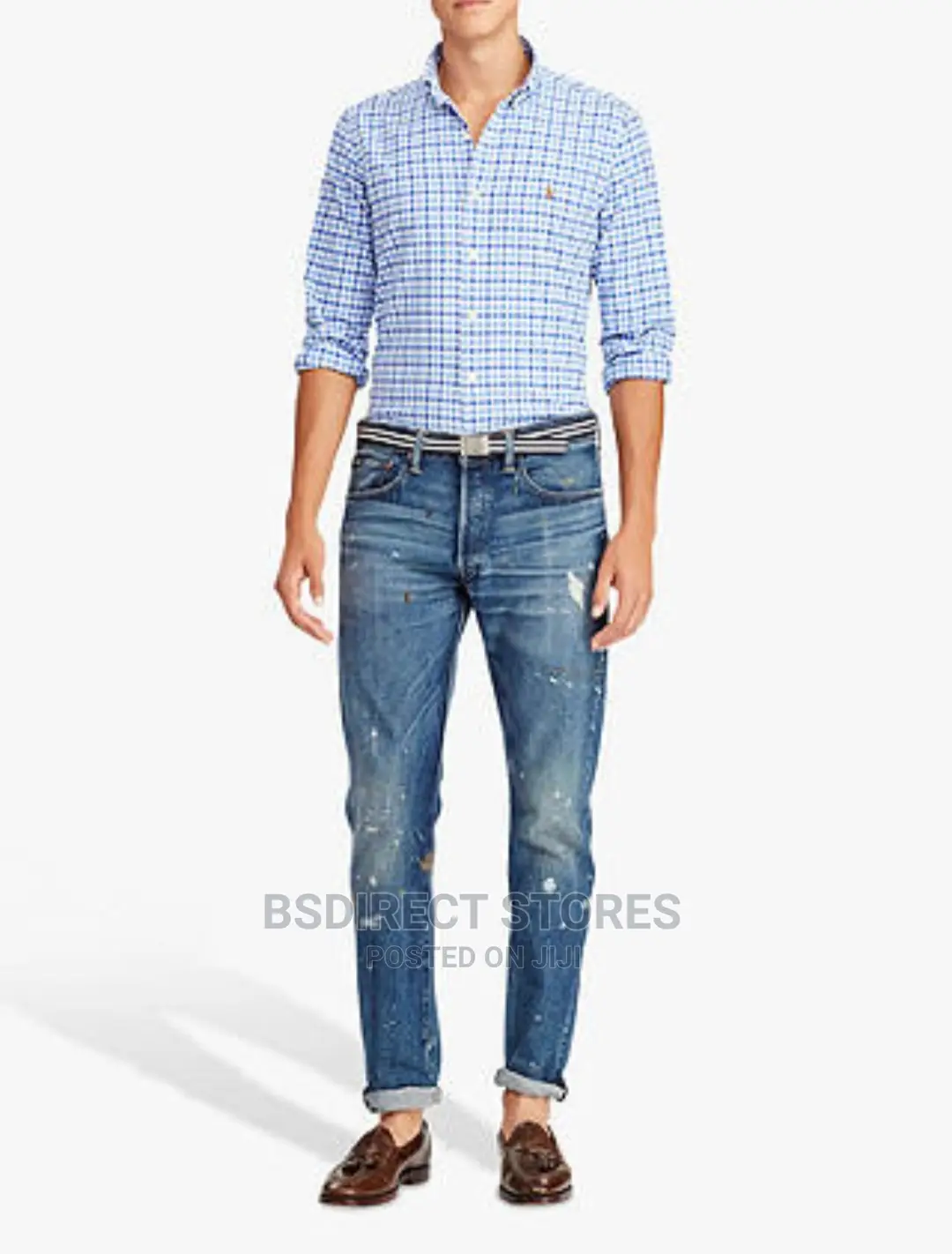 Polo Ralph Lauren Classic Fit Plaid Oxford Shirt Cabana Blue