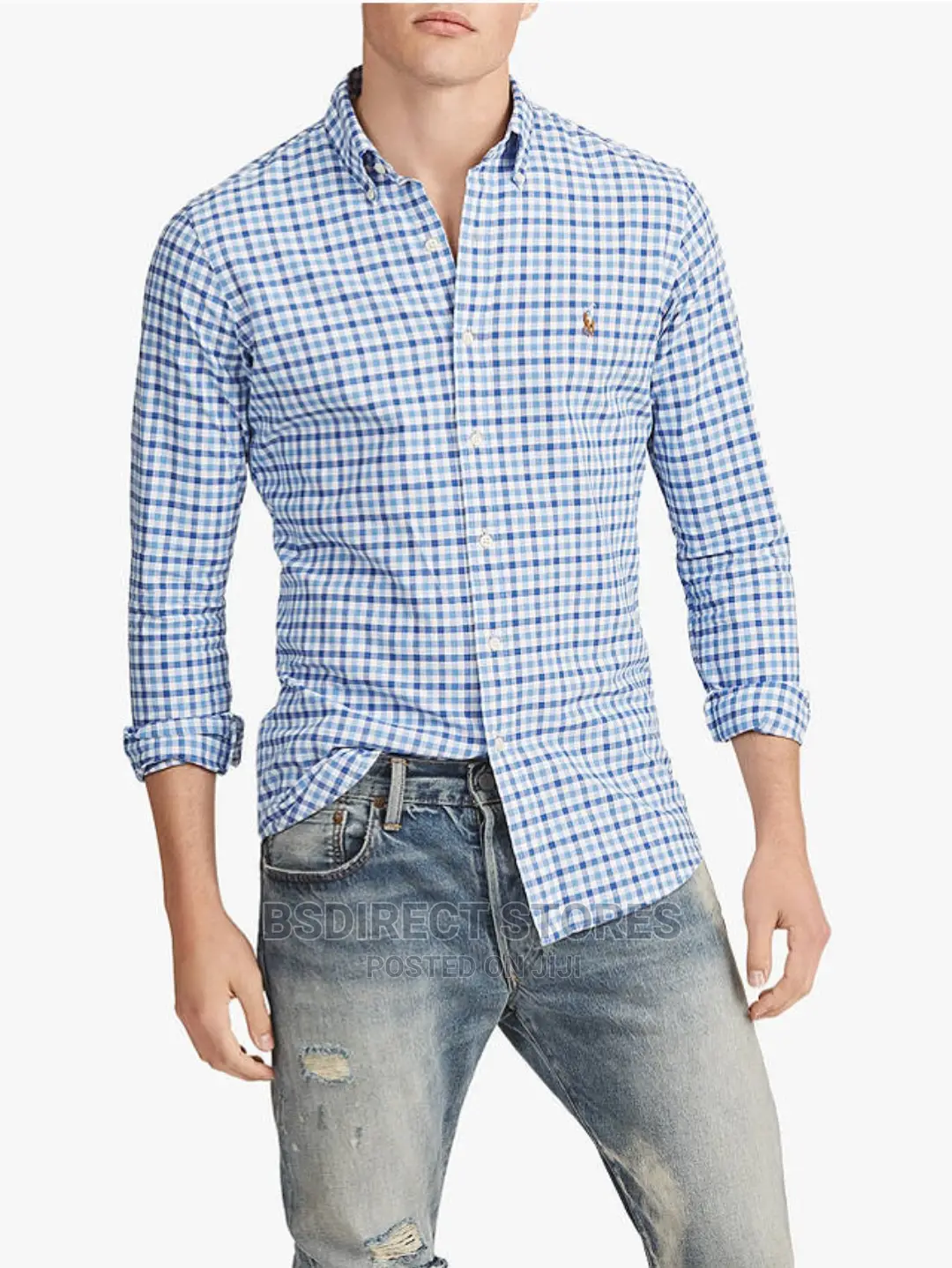 Polo Ralph Lauren Classic Fit Plaid Oxford Shirt Cabana Blue