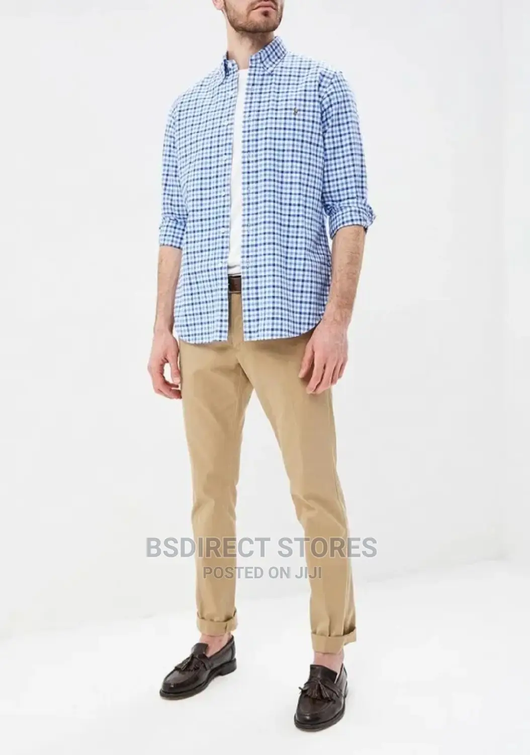 Polo Ralph Lauren Classic Fit Plaid Oxford Shirt Cabana Blue