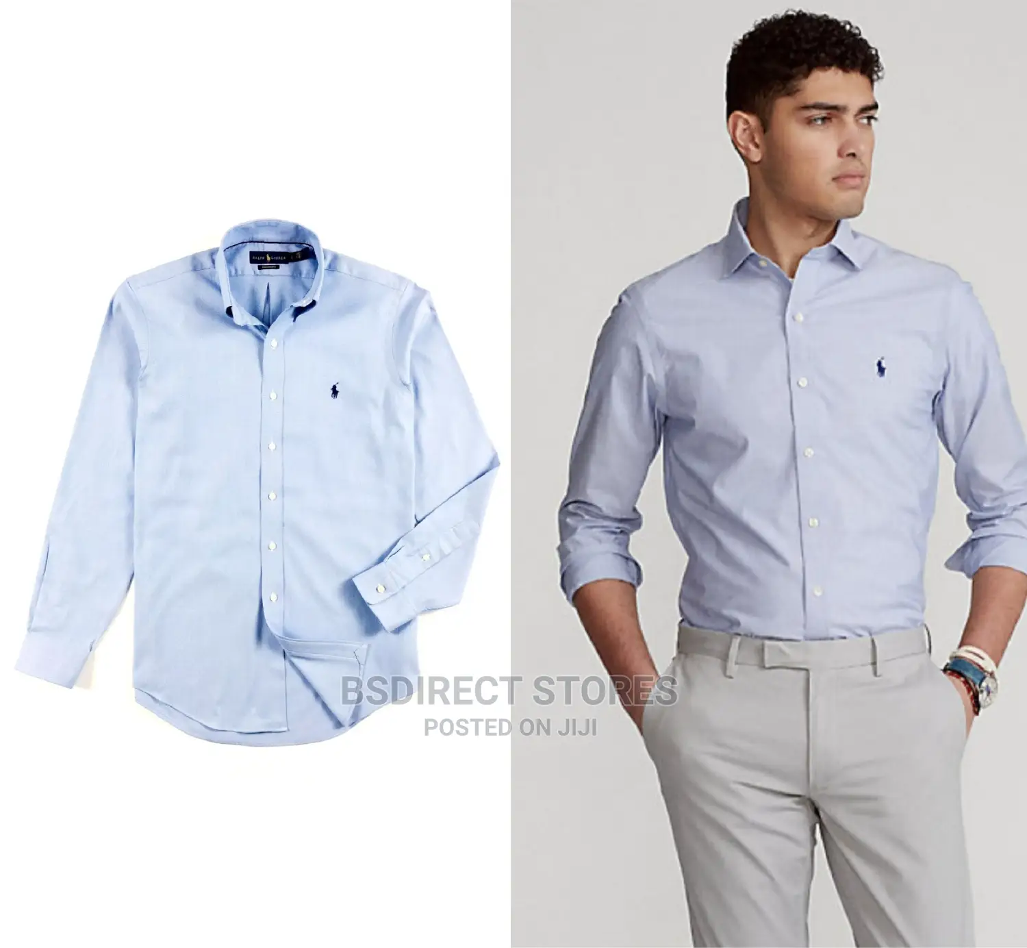 Polo Ralph Lauren Light Blue/White Slim Fit Poplin Shirt