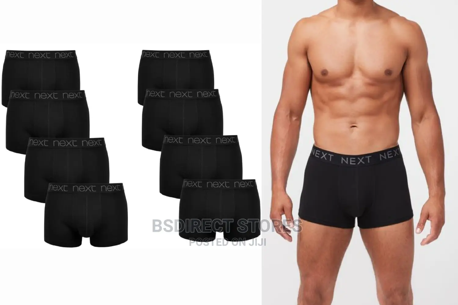 NEXT Black Hipsters Luxury Men Cotton Boxers Pack Of Eight