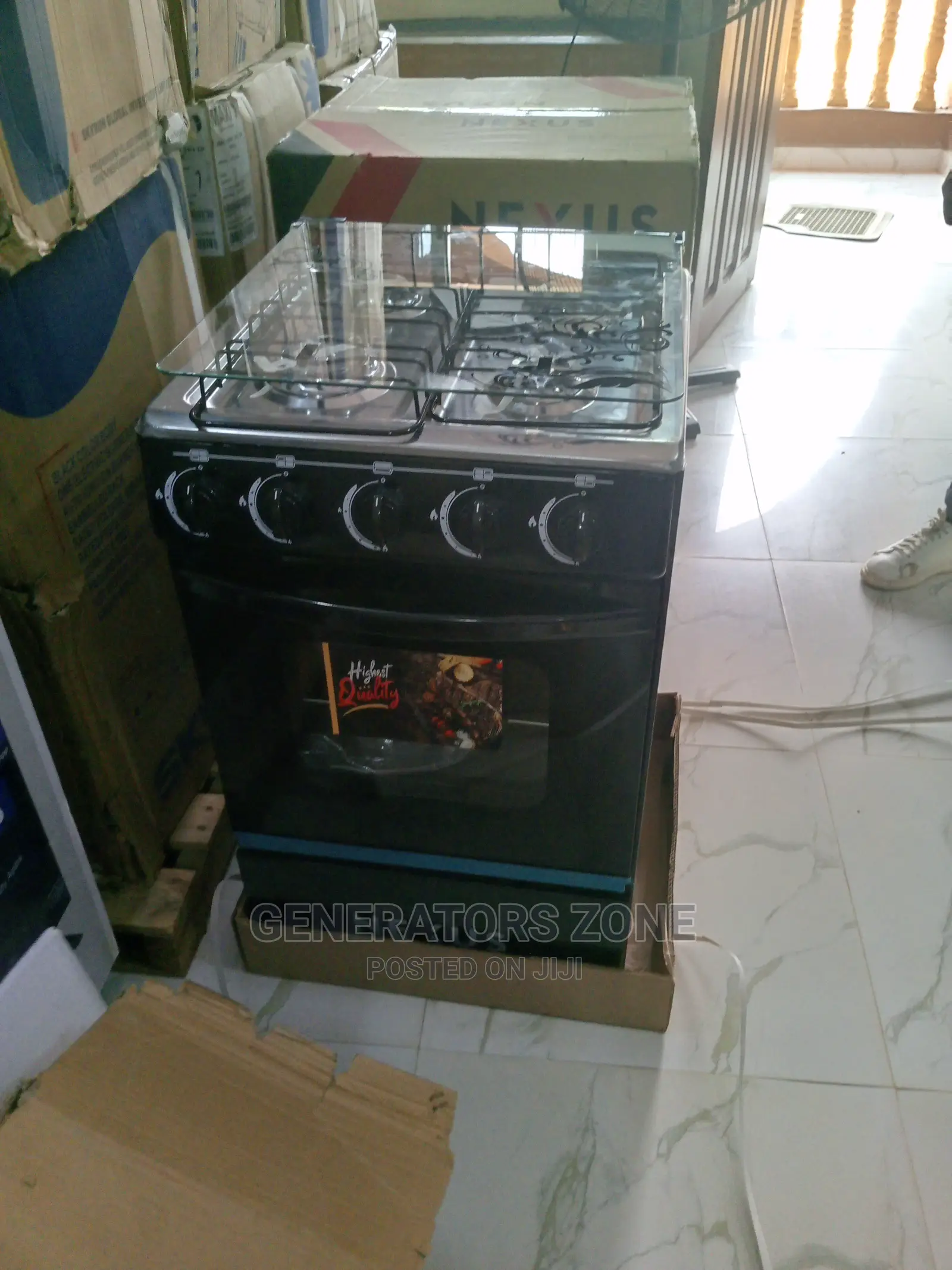 Nexus 4 Burner Cooker+ Oven+Tray+Glass Lid|Nx-5550b-