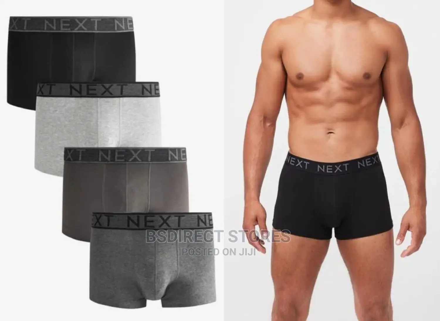NEXT Hipsters Grey/Black Luxury Cotton Boxers Pack Of Four