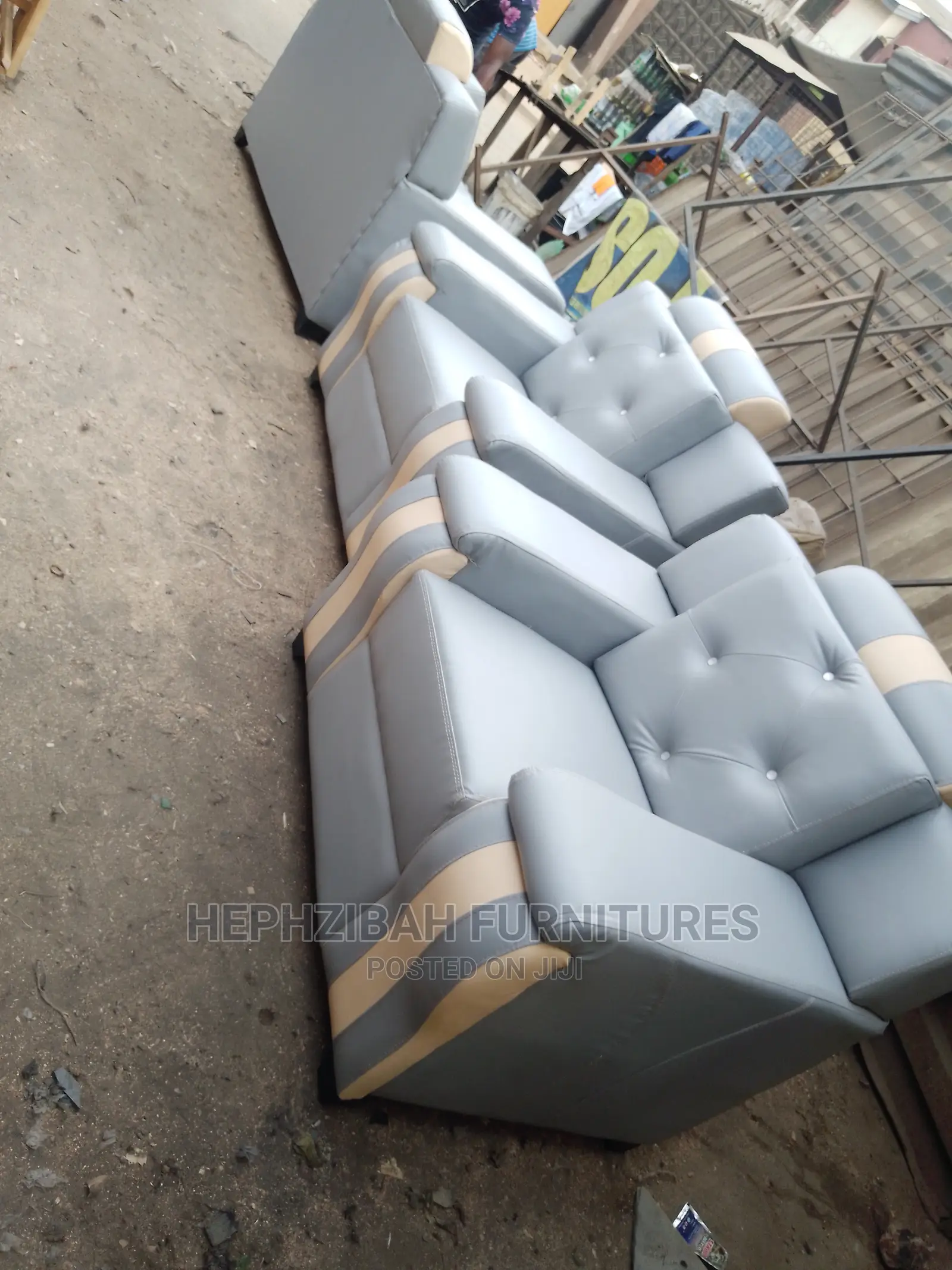 Modern 7 Seater Living Room Leather Made Padded Sofa Chair.