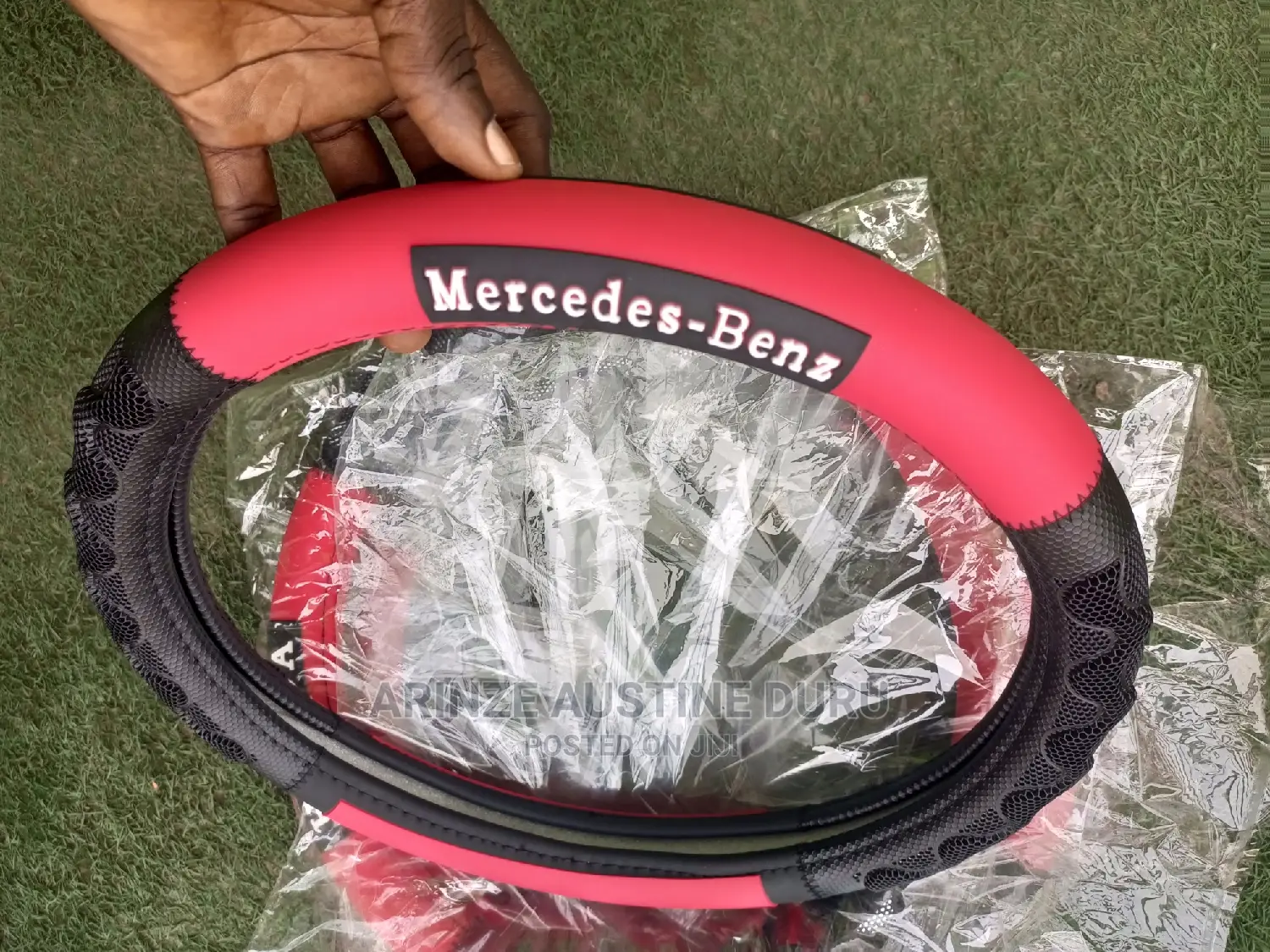 Mercedes Benz Steering Wheel Cover Red and Black