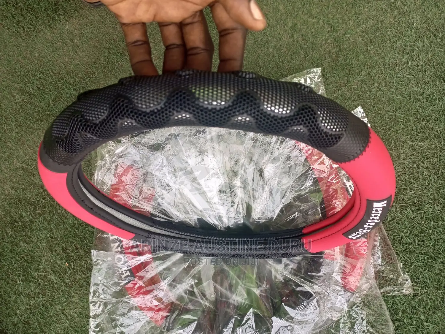 Mercedes Benz Steering Wheel Cover Red and Black