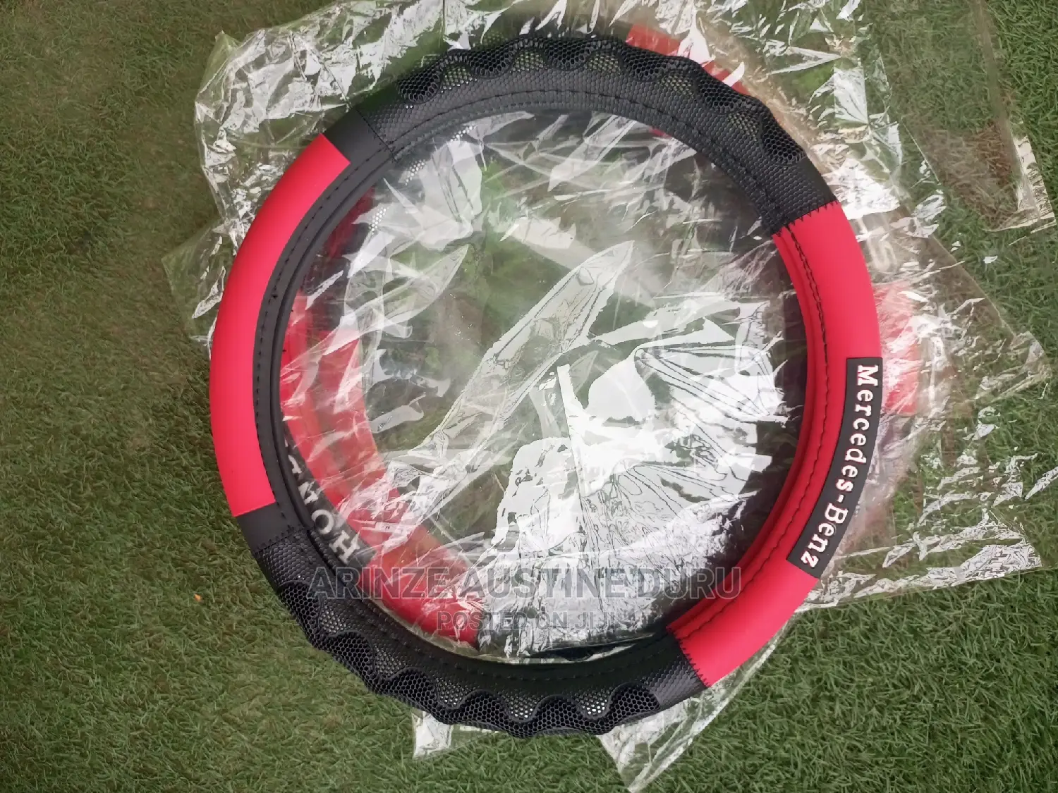 Mercedes Benz Steering Wheel Cover Red and Black