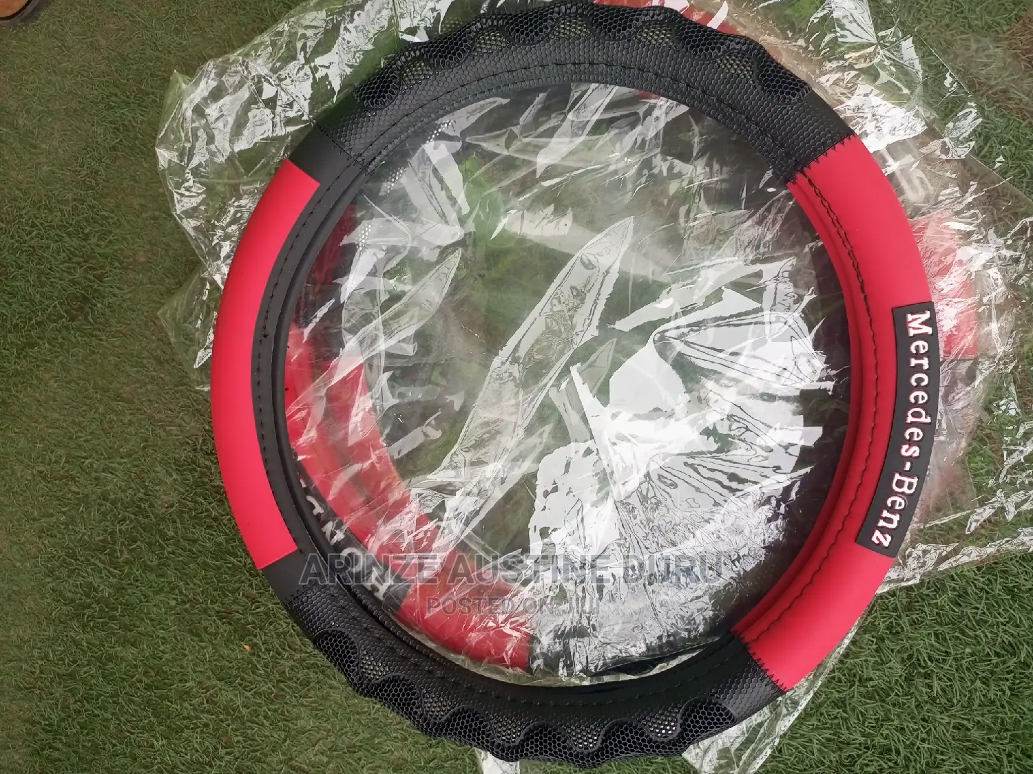 Mercedes Benz Steering Wheel Cover Red and Black
