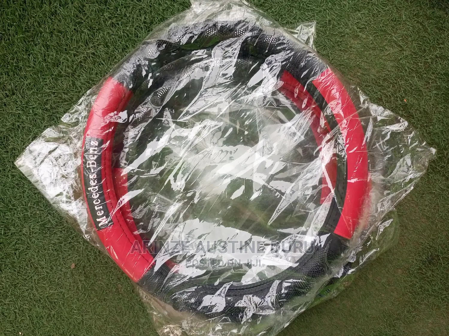 Mercedes Benz Steering Wheel Cover Red and Black