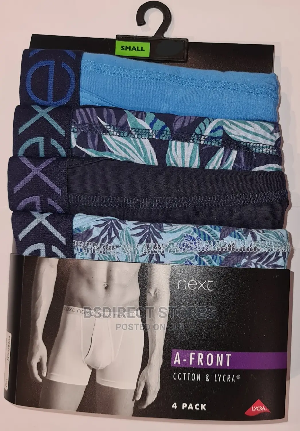 NEXT Blue Pattern a-Front Luxury Men Cotton Boxers Pack of 4