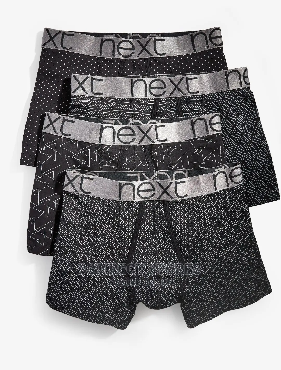 NEXT Black Pattern a-Front Luxury Cotton Boxers Pack of 4