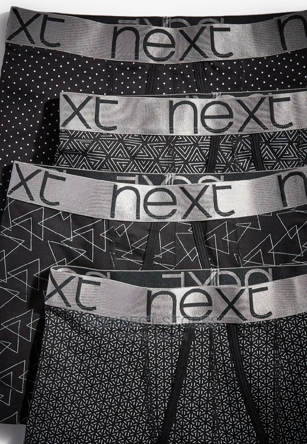 NEXT Black Pattern a-Front Luxury Cotton Boxers Pack of 4