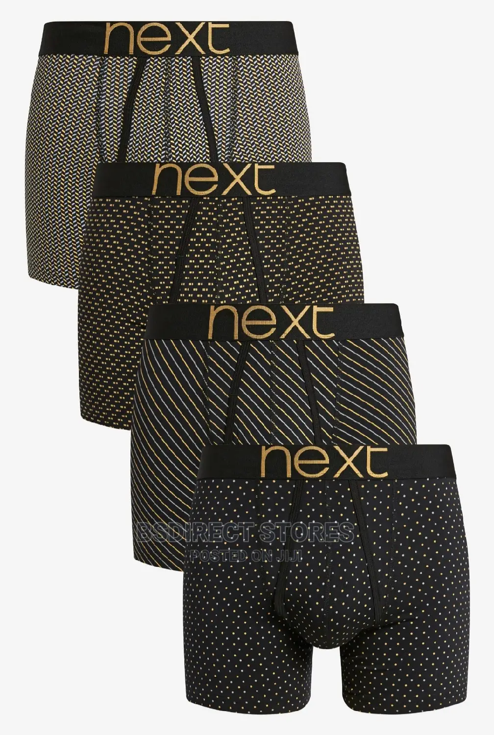 NEXT Black/Gold Pattern a-Front Luxury Men Boxers Pack of 4