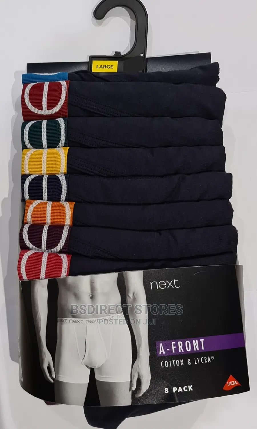 NEXT Navy Coloured Waistband a-Front Luxury Boxers Pack of 8