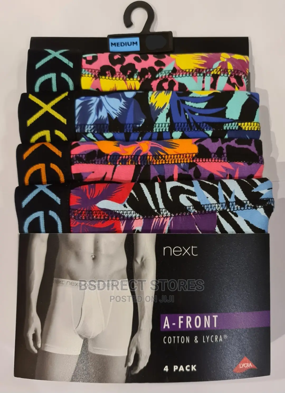 NEXT a-Front Colourpop Flower Luxury Cotton Boxers Pack of 4