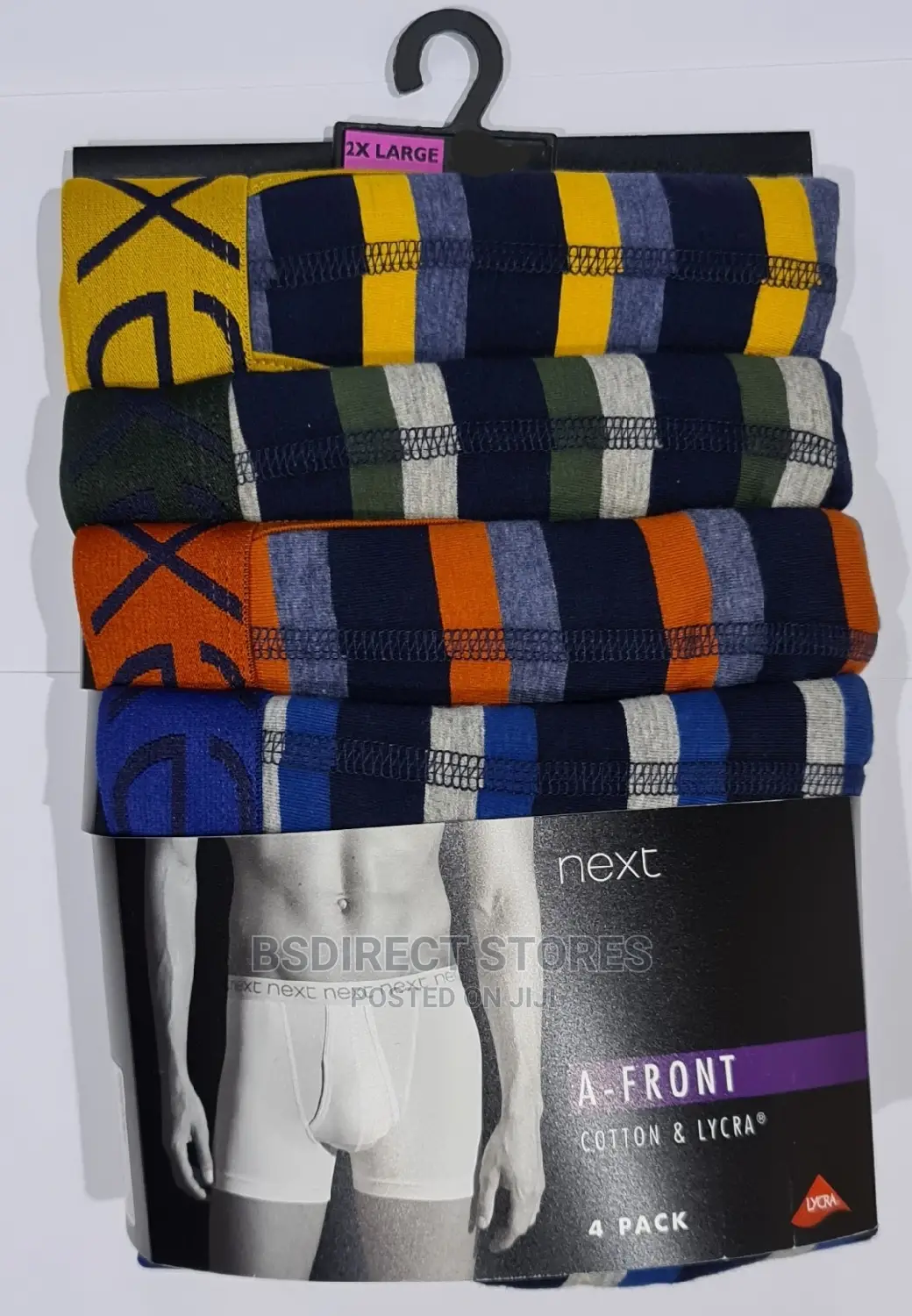 NEXT a-Front Large Stripe Luxury Men Cotton Boxers Pack of 4