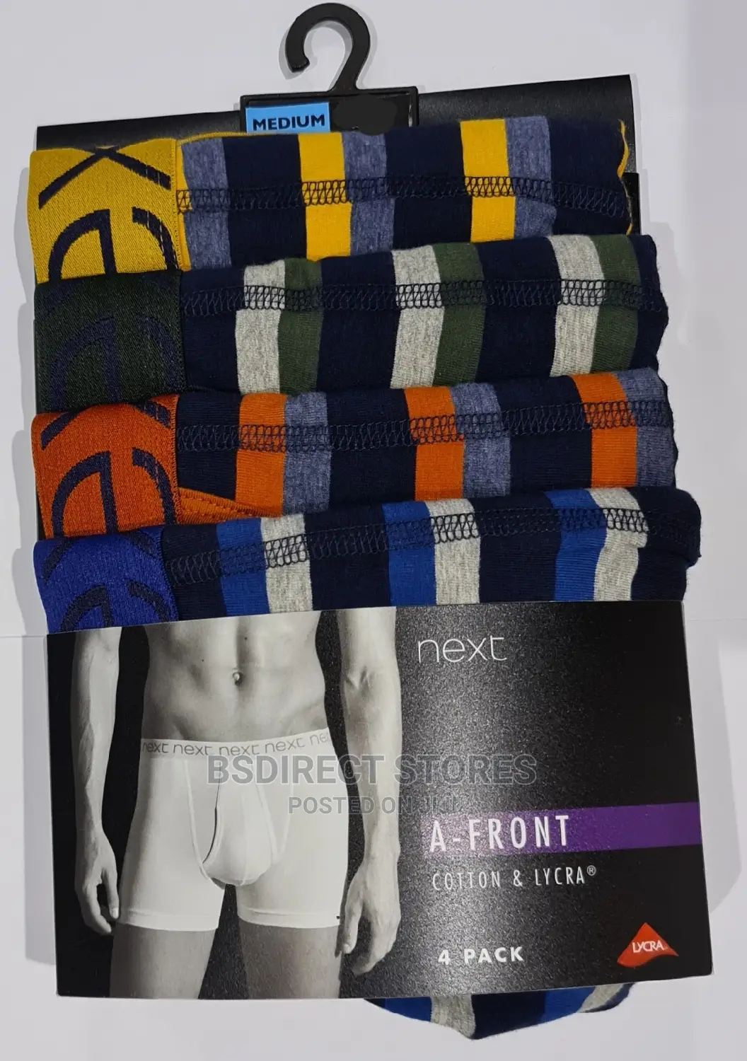NEXT a-Front Large Stripe Luxury Men Cotton Boxers Pack of 4