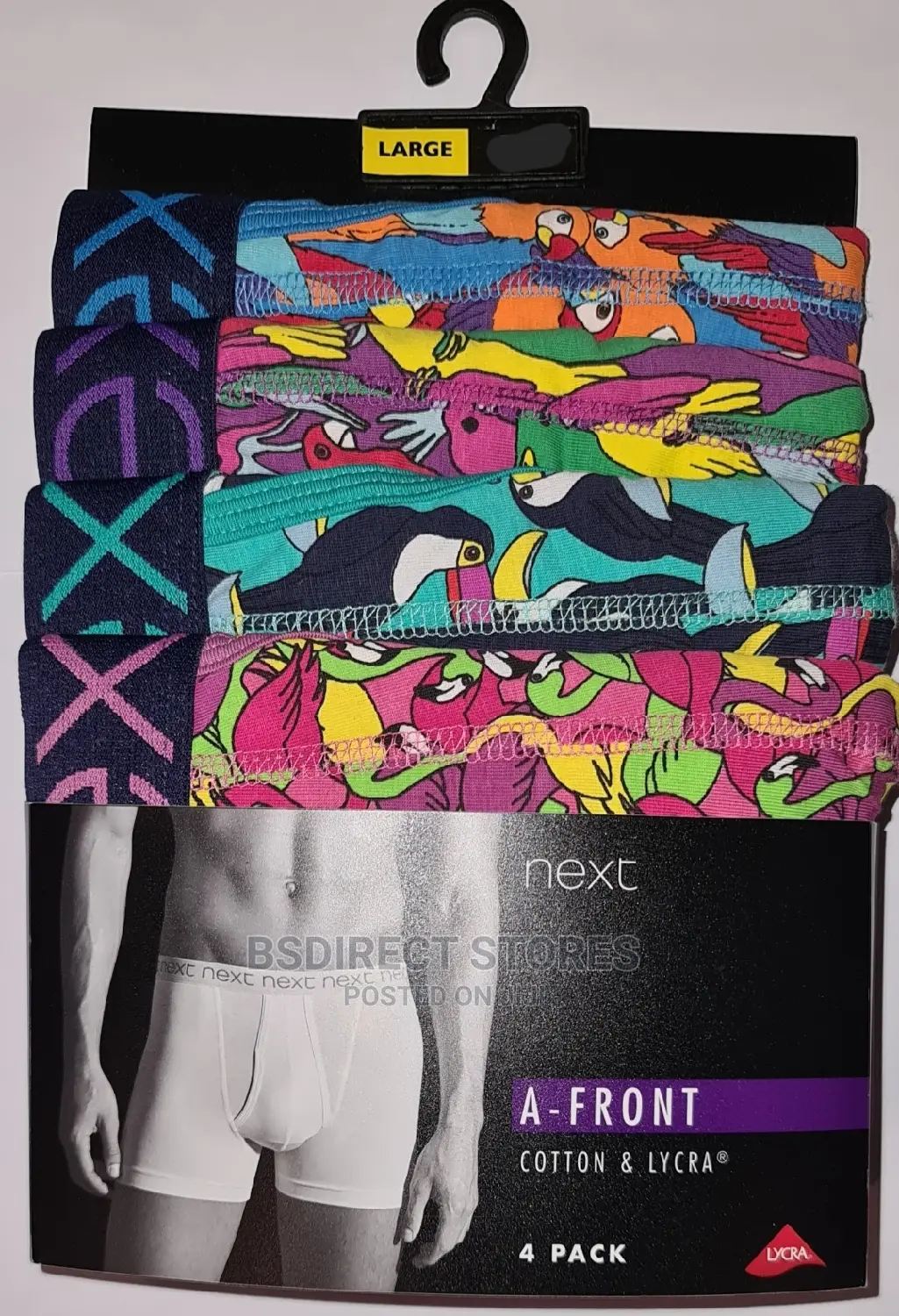 NEXT a- Front Bird Print Luxury Men Cotton Boxers Pack of 4