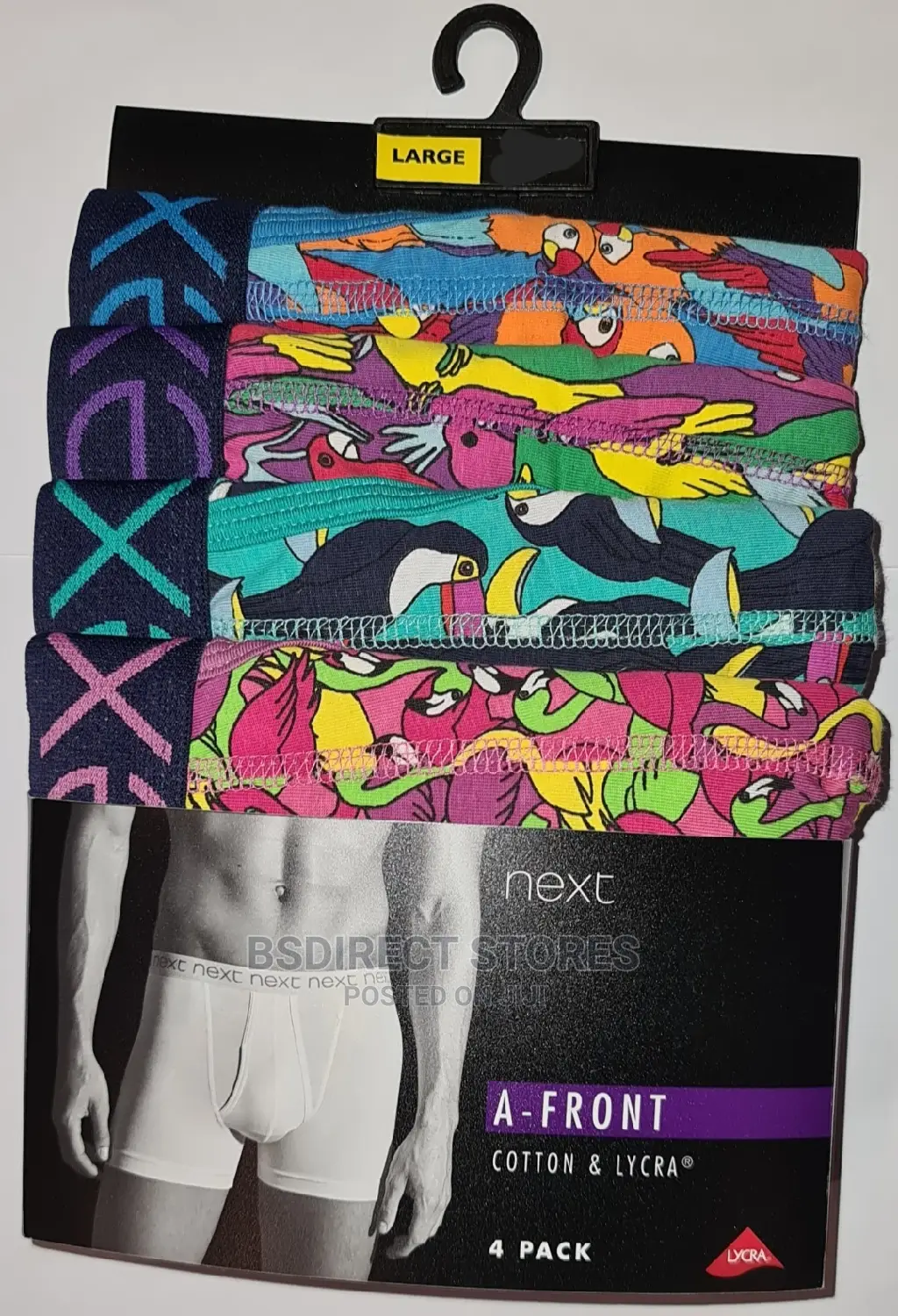 NEXT a- Front Bird Print Luxury Men Cotton Boxers Pack of 4