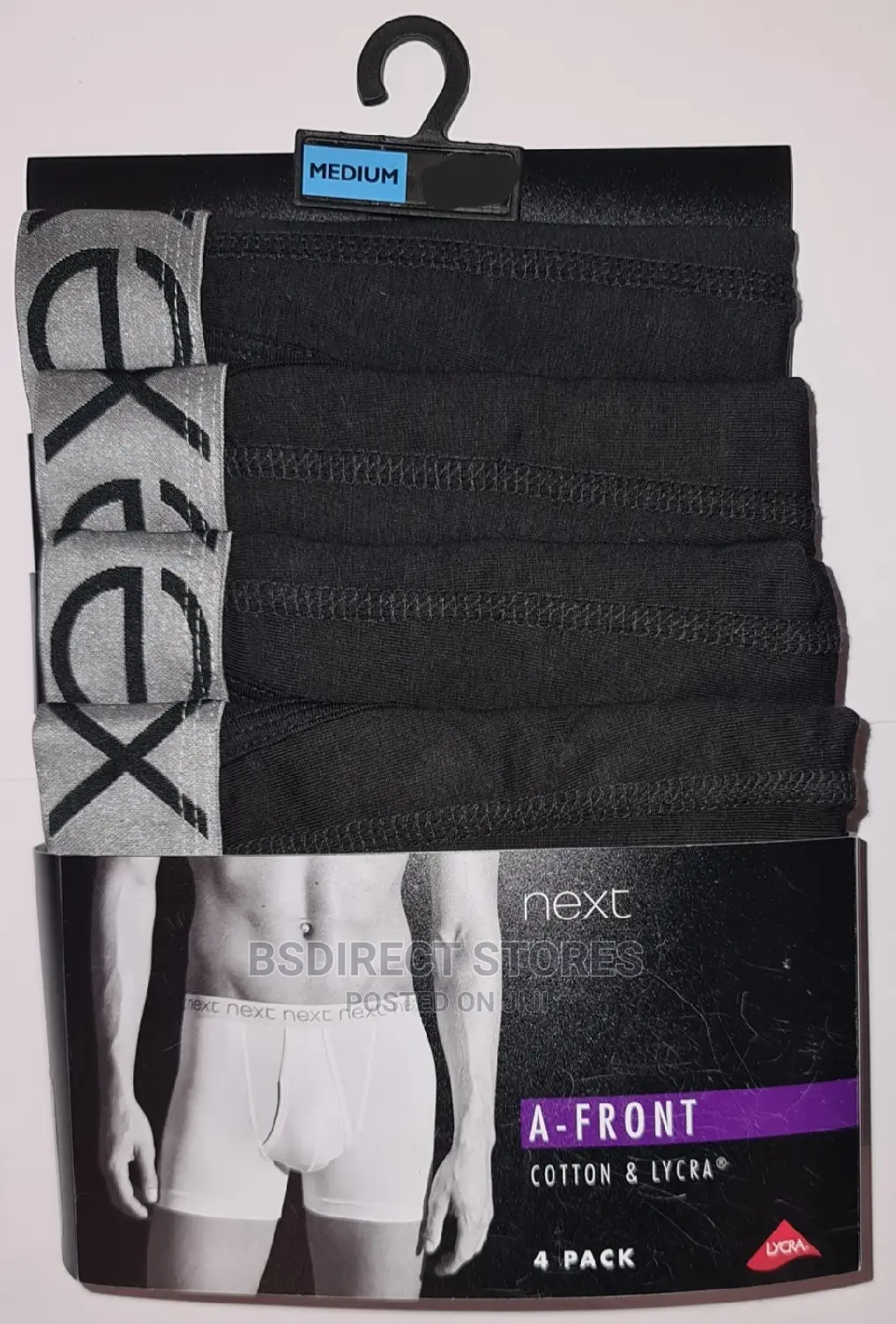 NEXT a-Front Black Silver Waistband Luxury Boxers Pack of 4