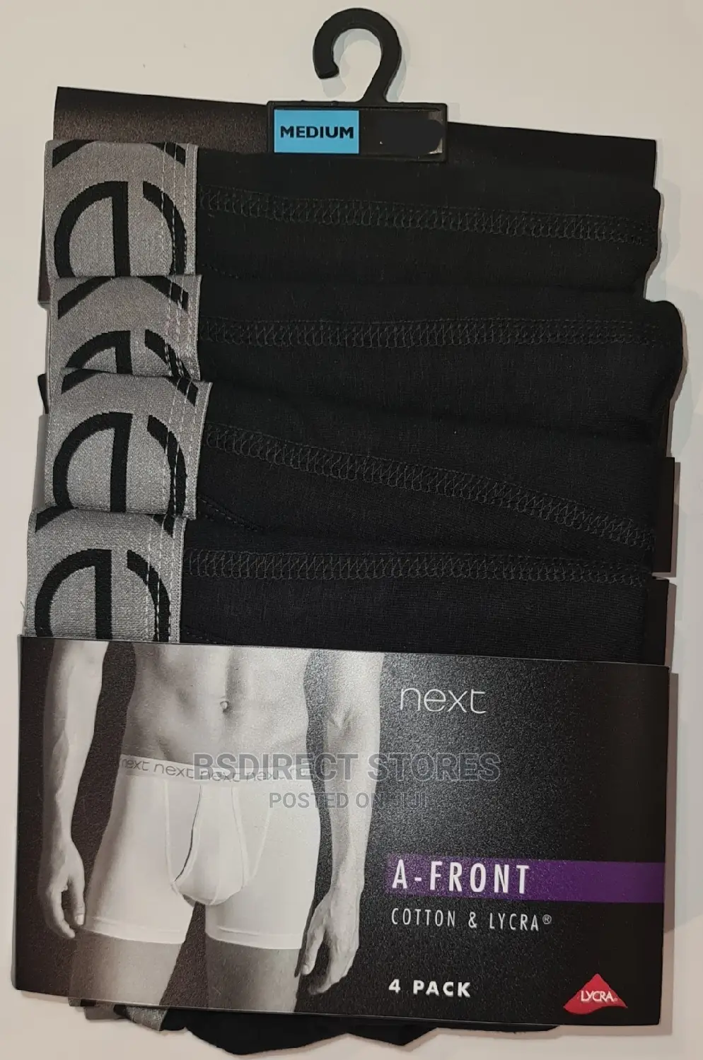 NEXT a-Front Black Silver Waistband Luxury Boxers Pack of 4