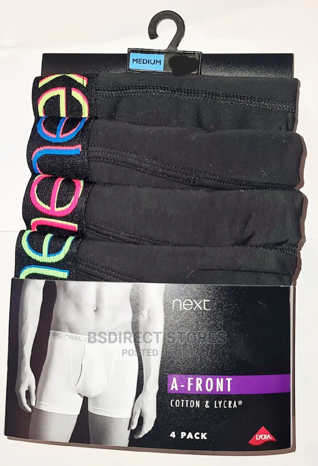 NEXT a-Front Neon Waistband Luxury Cotton Boxers Pack of 4