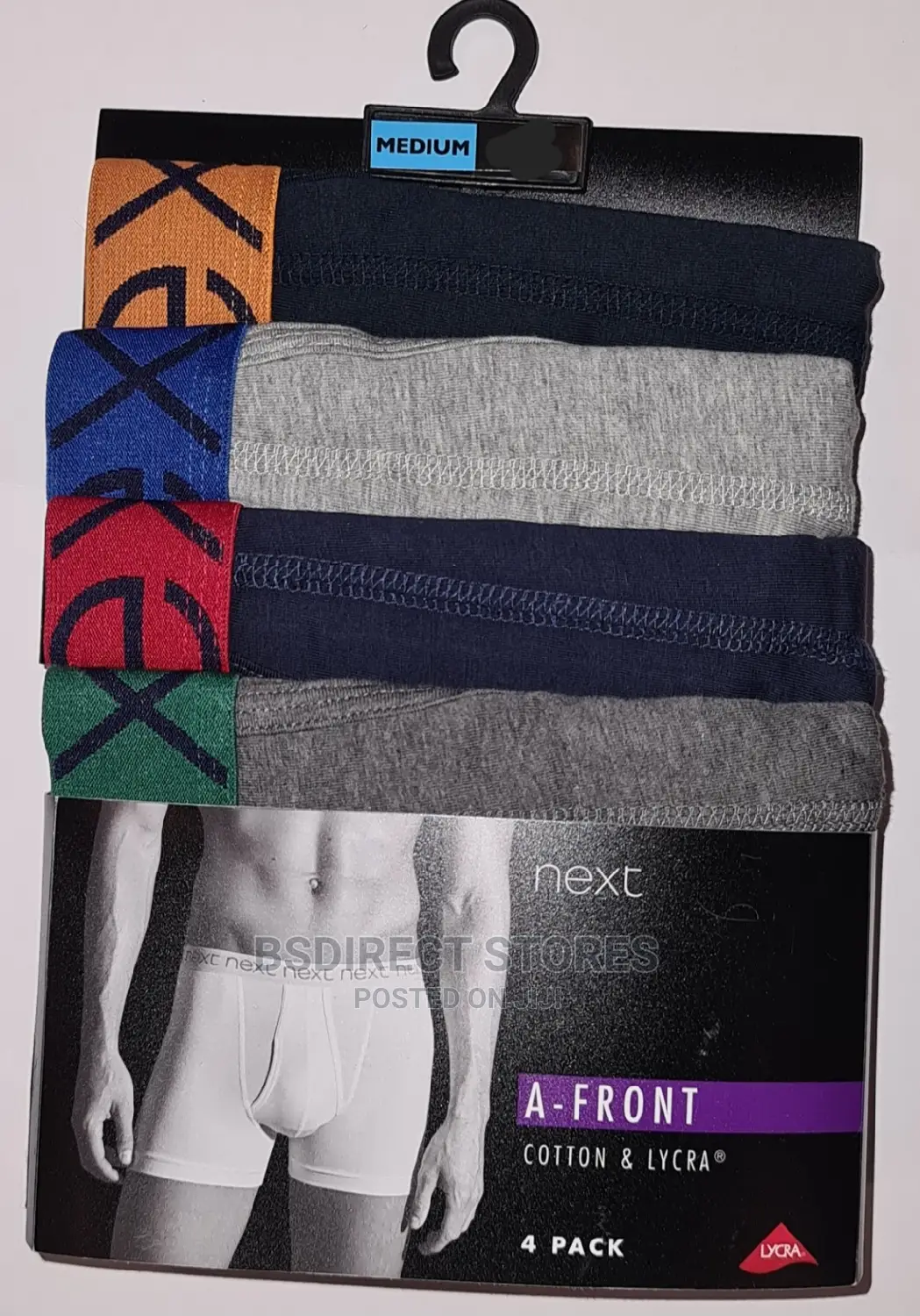 NEXT a-Front Navy/Grey Coloured Waistband Boxers Pack of 4