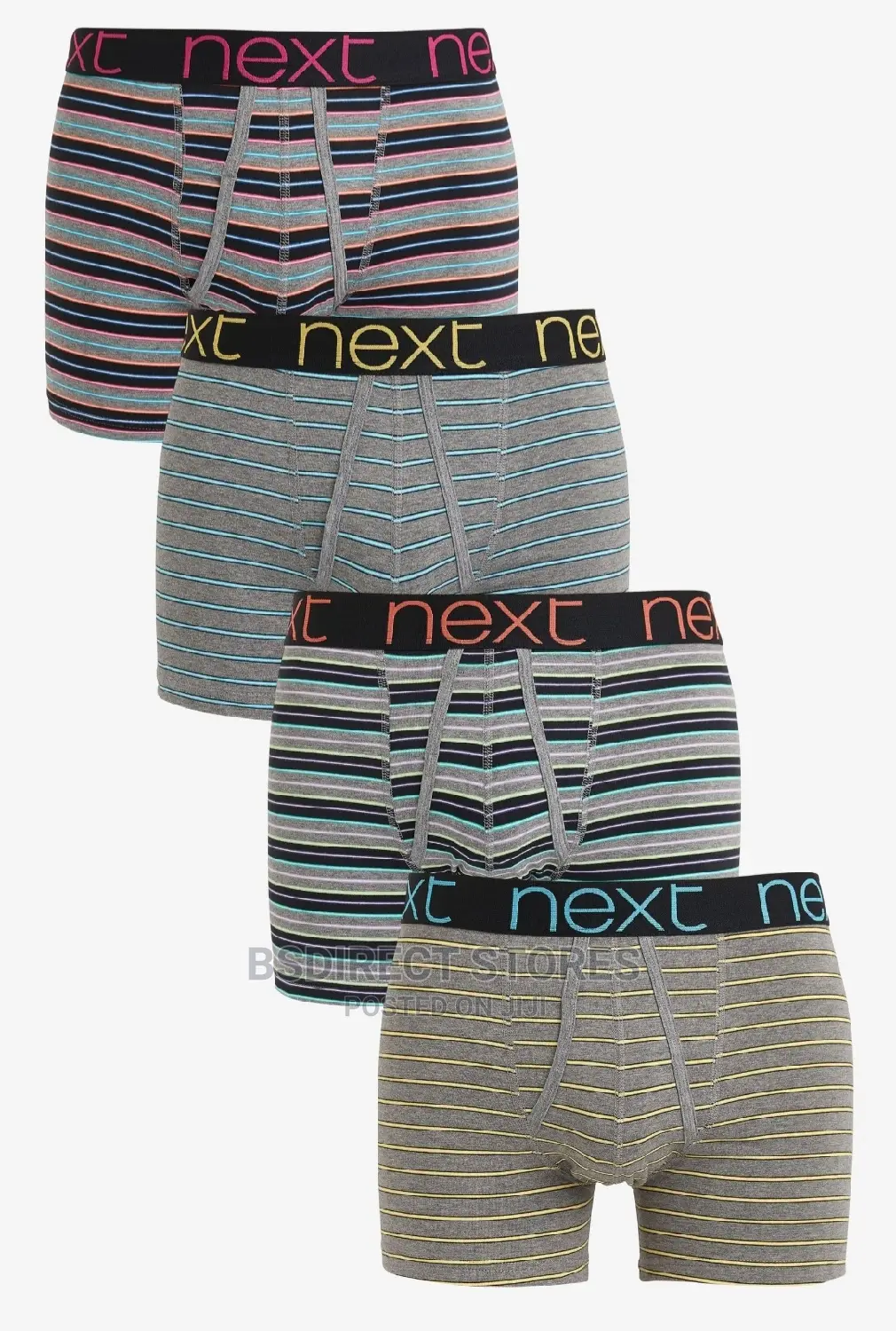 NEXT a-Front Grey Bright Stripe Luxury Men Boxers Pack of 4