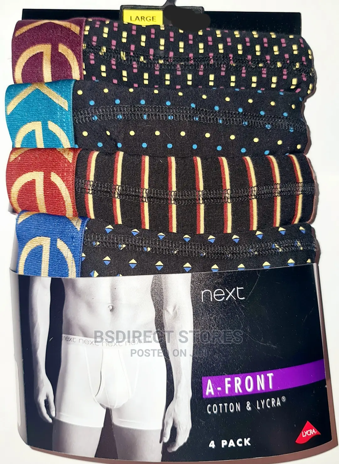 NEXT a-Front Black Coloured Waistband Men Boxers Pack of 4
