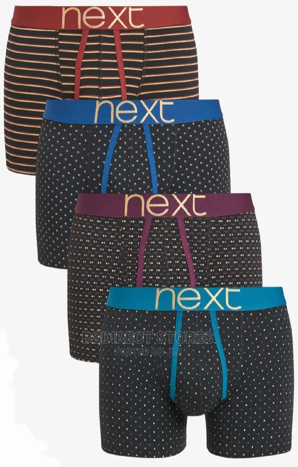NEXT a-Front Black Coloured Waistband Men Boxers Pack of 4