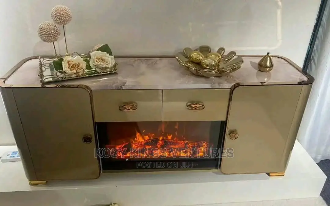 Luxurious Gold Fireplace Tv Stand