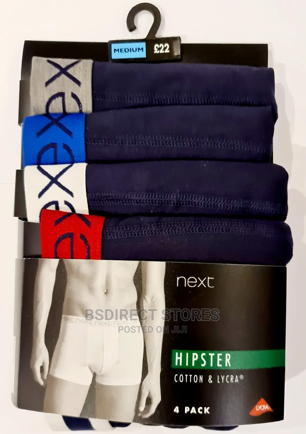 NEXT Hipsters Navy Colour Waistband Luxury Boxers Pack of 4