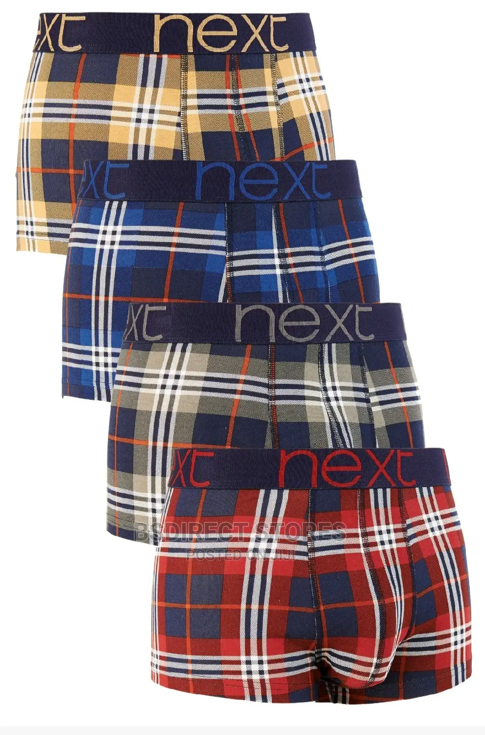 NEXT Hipsters Check Waistband Luxury Cotton Boxers Pack of 4