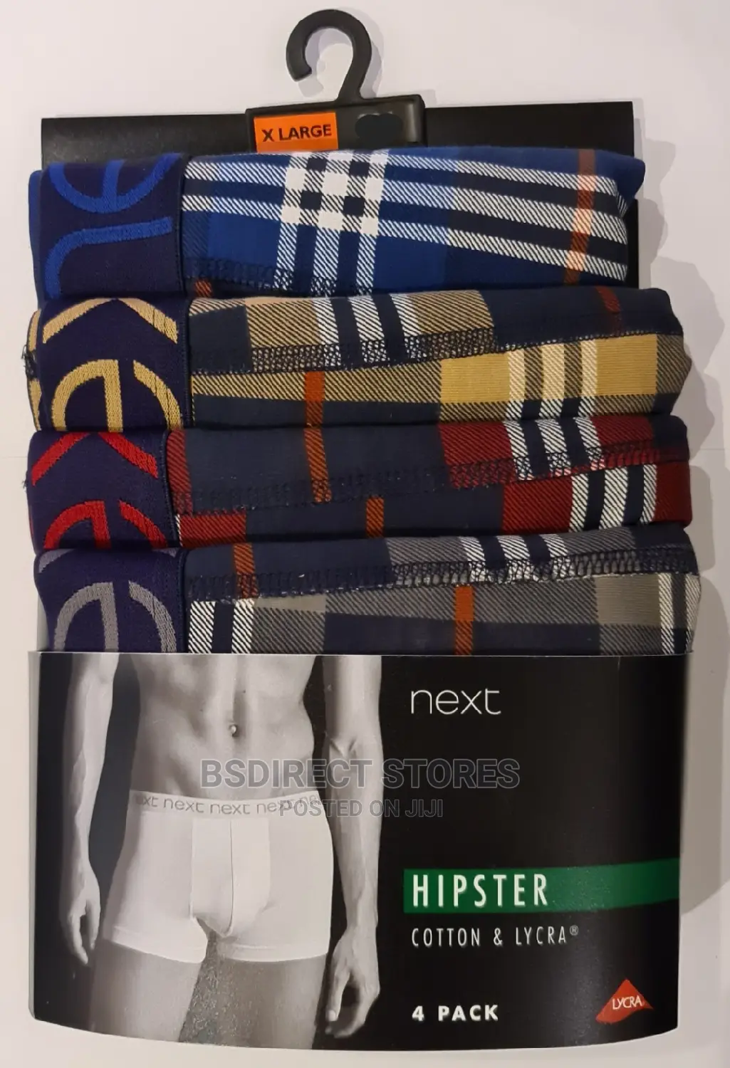 NEXT Hipsters Check Waistband Luxury Cotton Boxers Pack of 4