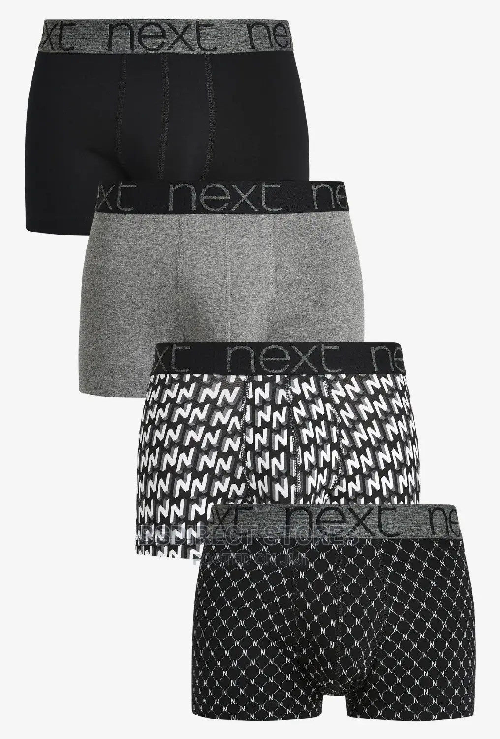 NEXT Hipsters Black Pattern Luxury Cotton Boxers Pack of 4