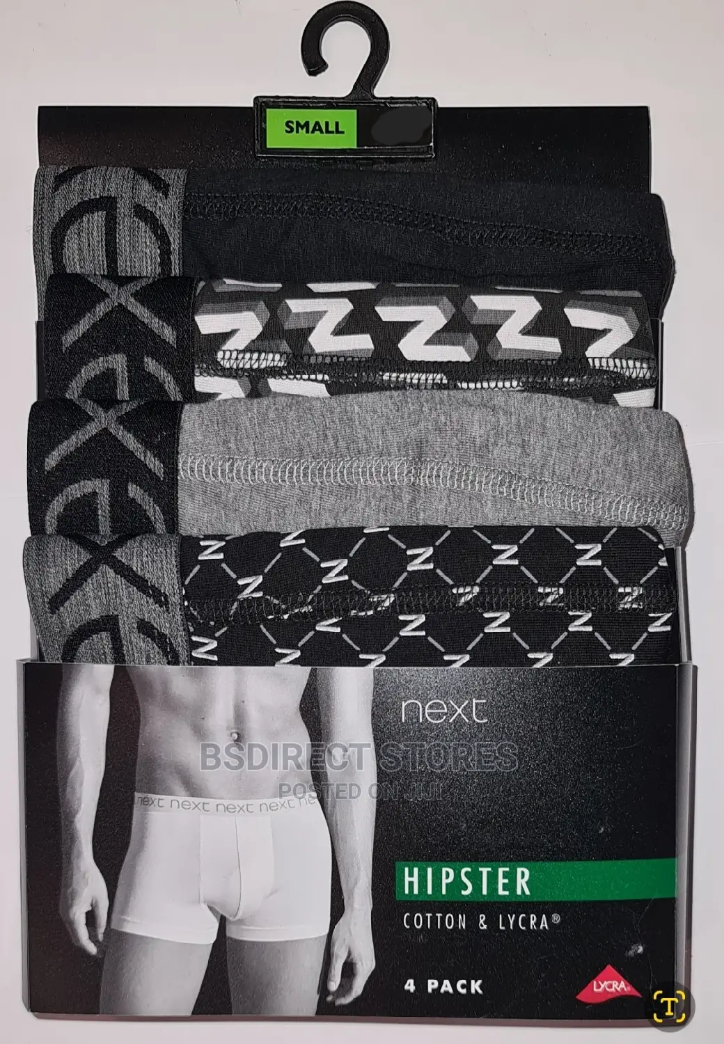 NEXT Hipsters Black Pattern Luxury Cotton Boxers Pack of 4