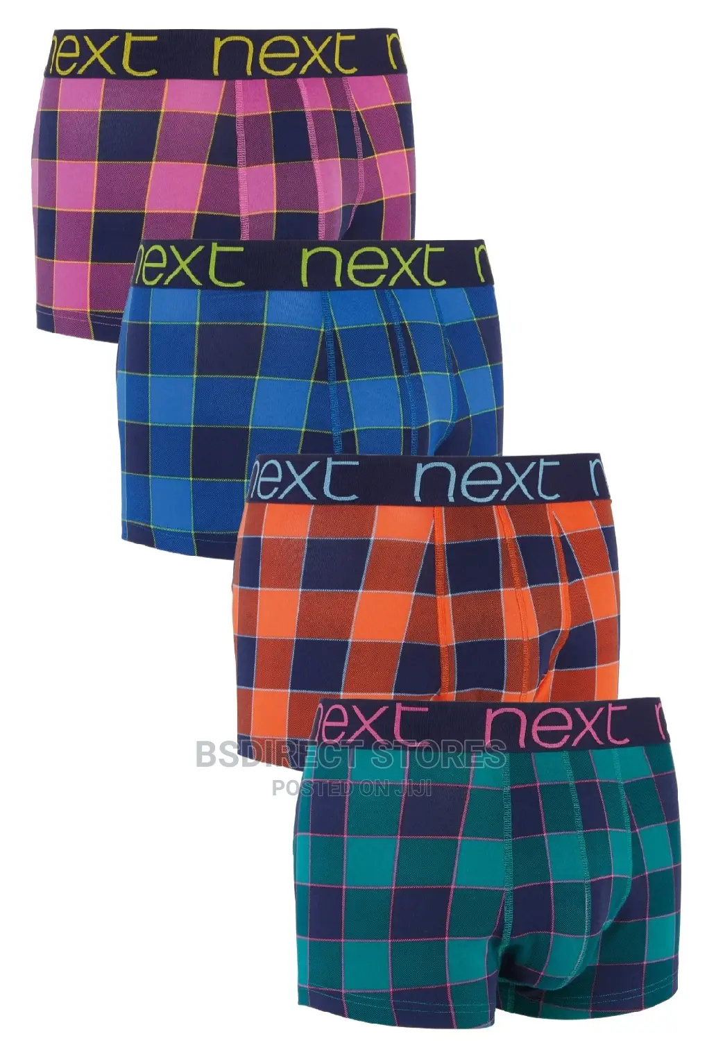 NEXT Hipsters Bright Check Luxury Cotton Boxers Pack of Four